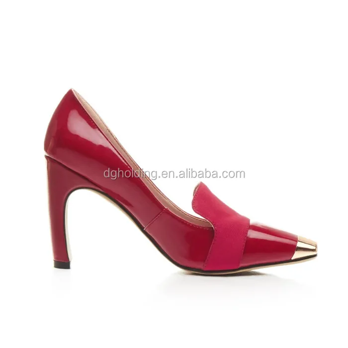 Superior Quality New Temperament Women High Heels Patent Leather Square Head Pumps Red Ripe Elegant Women Shoes