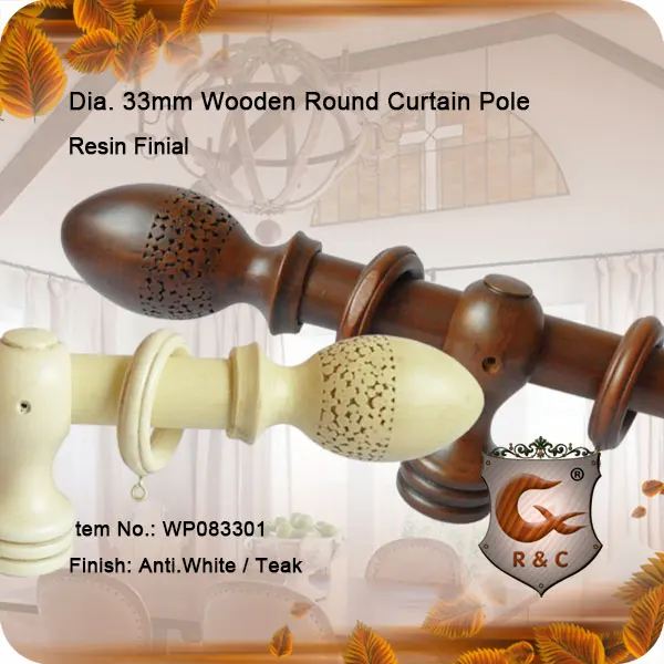 Antique silver hardwood decorative fancy curtain rods