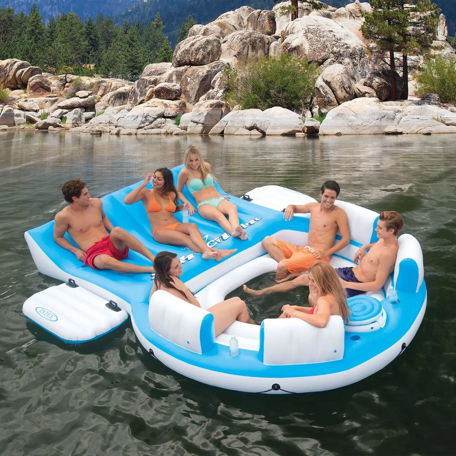 Inflatable Island 7-Person Pool Lake Floating Sea Water Party Rafting New