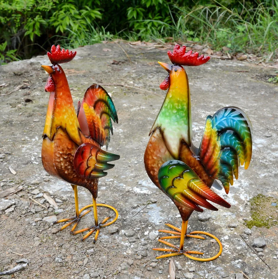 lawn and garden ornaments metal animals Wholesale Rooster Figurines