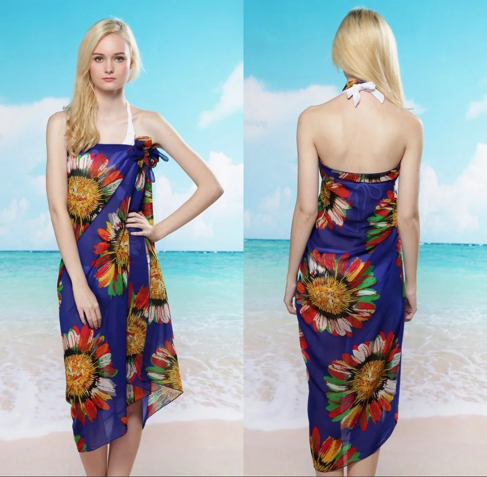 High Quality Polyester Chiffon 100*150cm Hand Painted Pareo Sarong