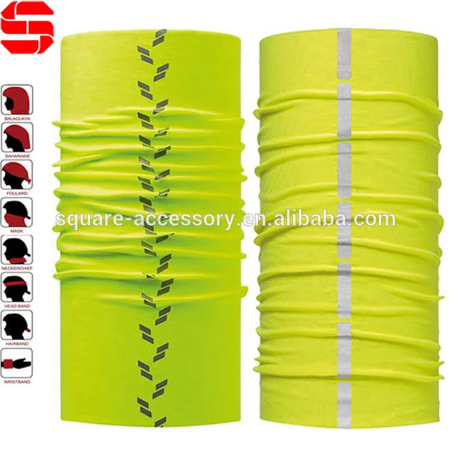 Wholesale Multifunctional Seamless Tube Magic Neck Tube Scarf Custom Neon Yellow Headwear Tubular Bandana Reflective Neck Gaiter