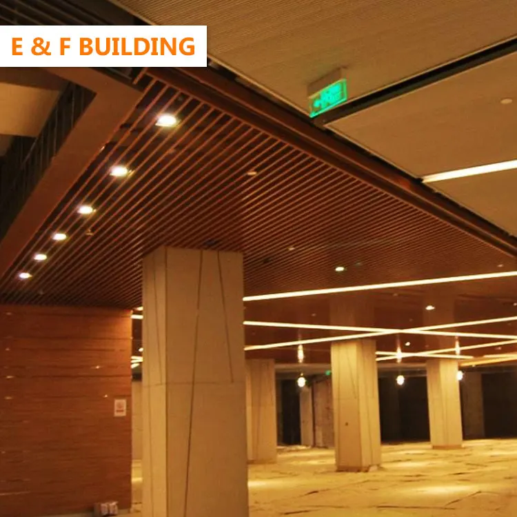 wooden color false wood finish aluminum ceiling design Interior Decoration square steel tube ceiling