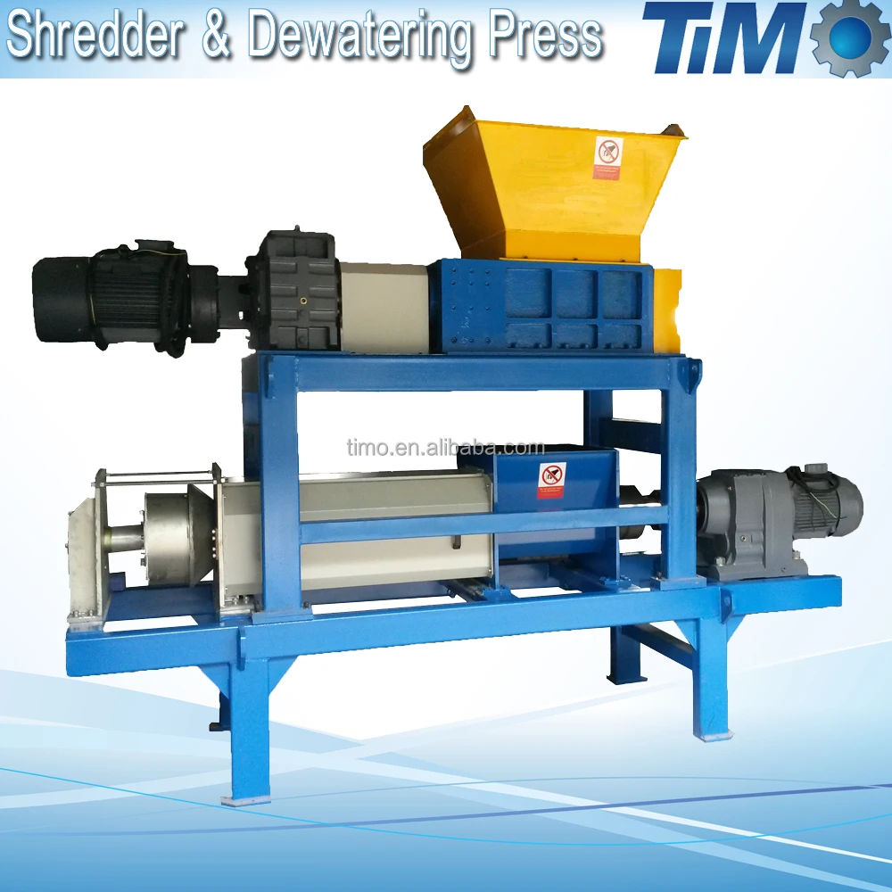 refuse derived fuel (RDF) industrial shredder and dewatering screw press