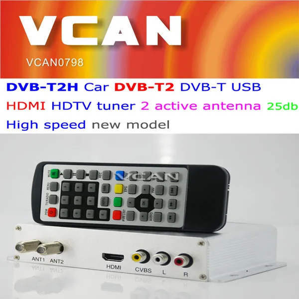 Автомобиль DVB-T2 DVB-T USB HDMI HDTV тюнер 2 активная антенна высокая скорость