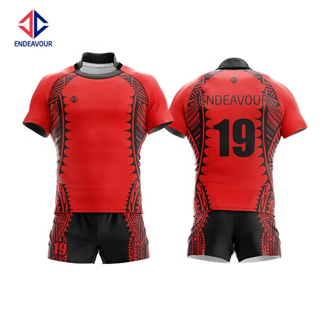 China made full sublimation custom rugby jersey and shorts