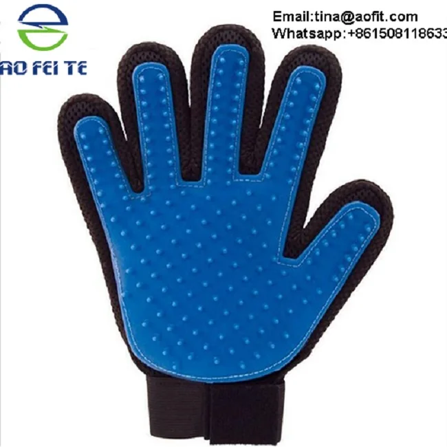 China Wholesale Five Finger Deshedding Glove Dog Grooming Brush Pet Grooming Glove