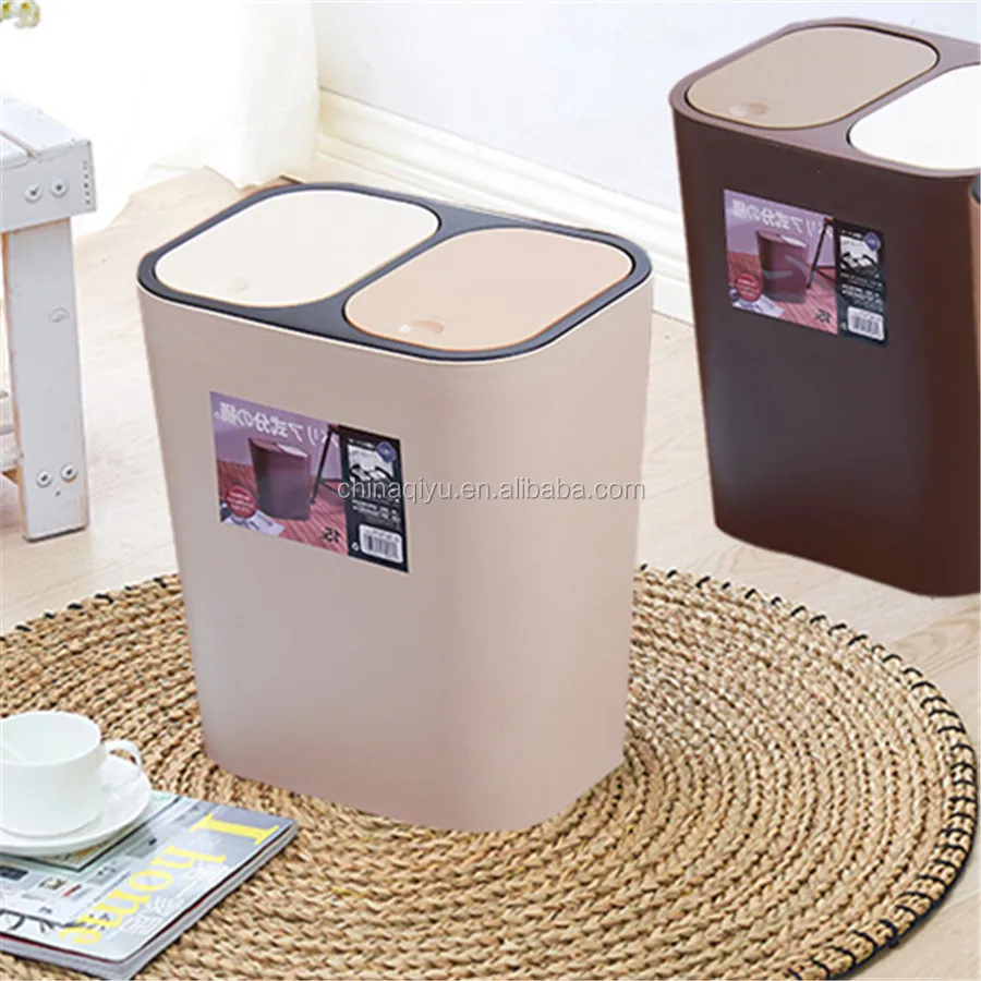 
Wholesale 2 compartments eco-friendly plastic trash can 