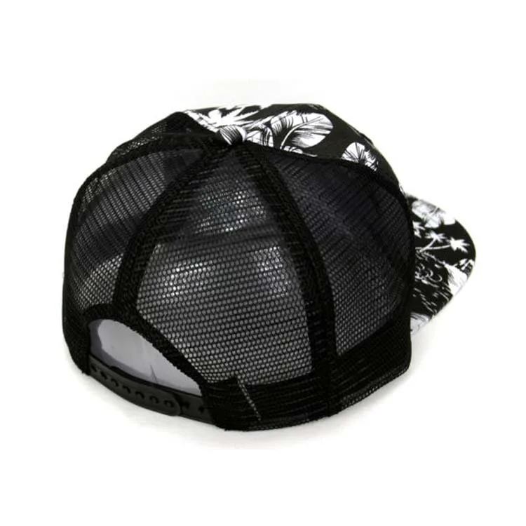 Flower Snapback hat Hawaiian Island Trucker Mesh Baseball cap Flat Bill visor