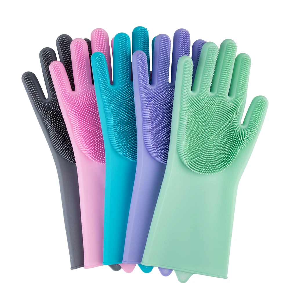 Magic Heat resistant kitchen  dish  scrubbing scrubber brush  Silicone washing gloves
