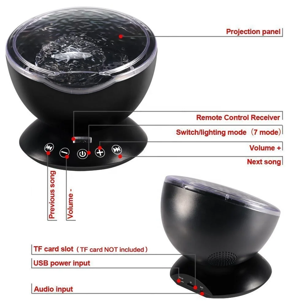 Personalized Night Light Ocean Wave Projector Night Light with Built In Natural Sound and Speaker