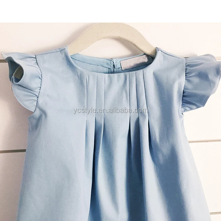 New fashion kids linen frocks dress ruffle design,wholesale summer baby girl boutique dress with frills sleeved
