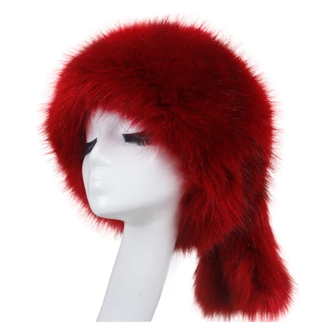 
Factory Price Russian style Silver Fur Trim Hat With Fox Tail 