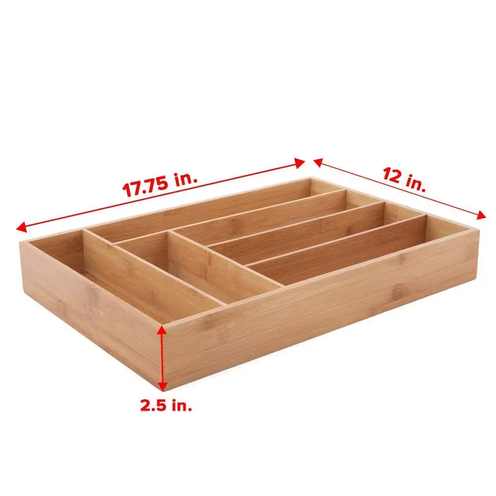 Large 6 Slot Kitchen Drawer Organizer With High Quality Bamboo Cutlery Drawer Organizer