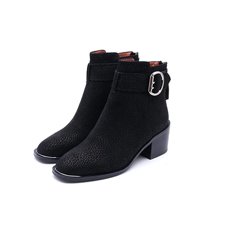 2017 latest design women and ladies leather cowboy black ankle boot