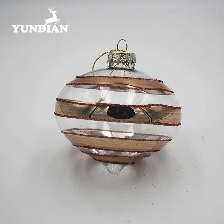 Factory Custom Christmas Tree Ornaments Onion Shaped Clear Glass Ball Baubles For Holiday Gift and Decoration
