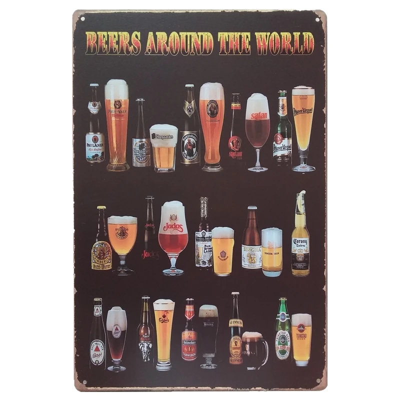 Beer group portrait Tin Sign Bar Pub Home Wall Decor Retro Metal Art Poster Metal Plate Plaques Beers of the world