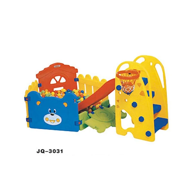 New Great Fun Cartoon Animal Kids Baby Toys Combination Slide Home Indoor Small Plastic Children Play Slides With Ball Pool