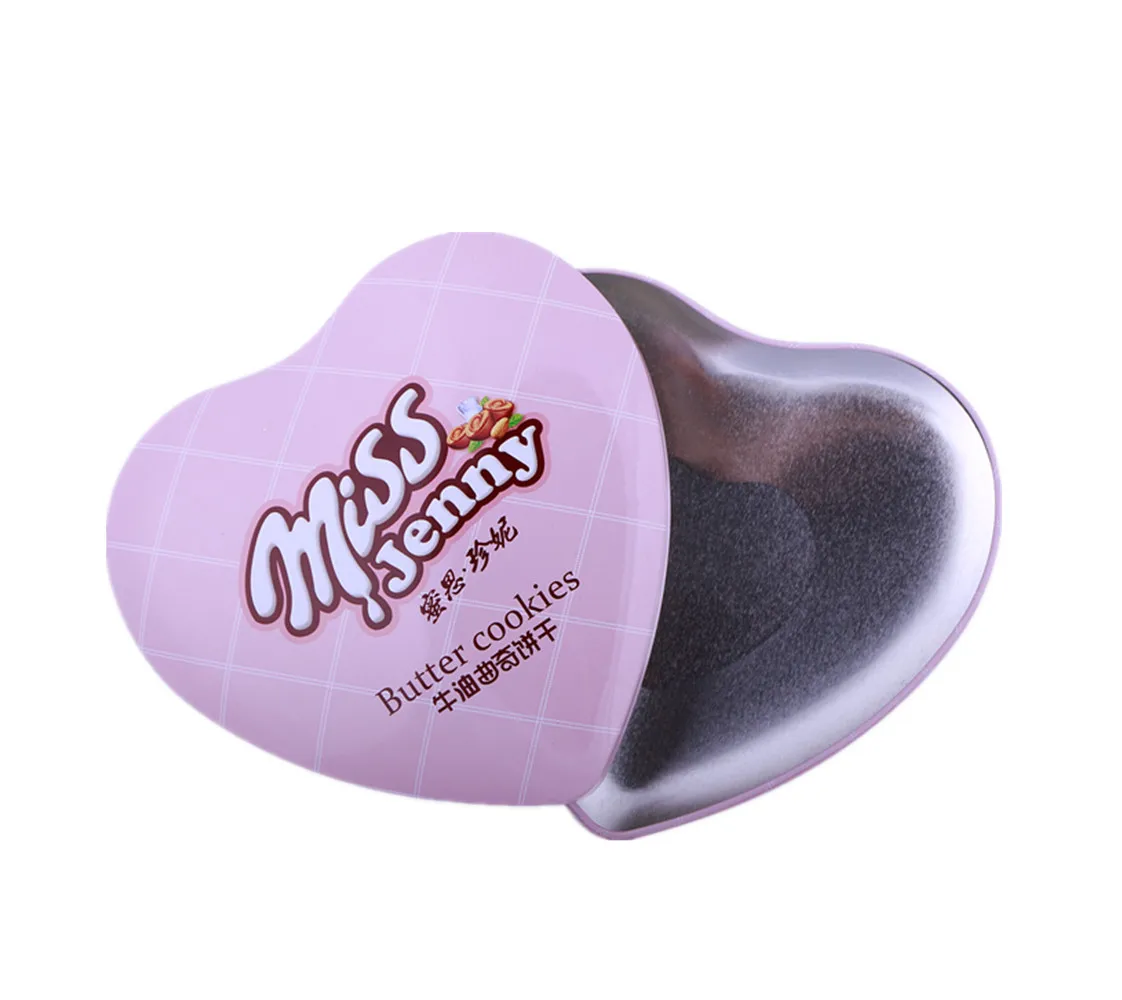 Heart shape chocolate tin can for gift packaging