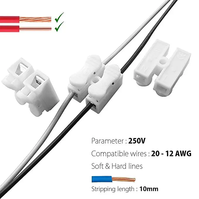 Пружинная проволока быстрый разъем Американская классификация проводов 2р 3p CH-2 CH-3 Электрические обжимных разъёмов коннекторов для блок соединения хомут кабеля простого кроя светодиодные ленты