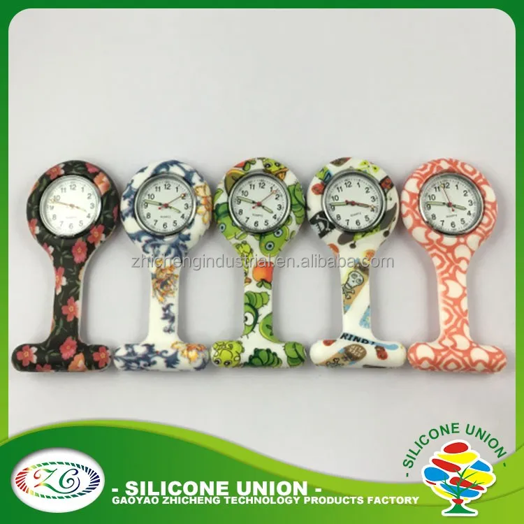 2021 Hot Sale heat transfer Silicone Brooch Watch Quartz Custom Nurse Pocket Watch