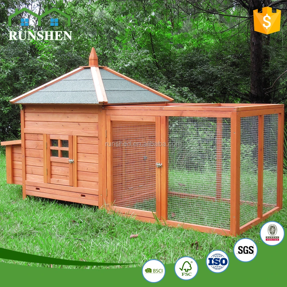 Huge Space Popular Style Wooden Chicken House For Hens chicken coop with Iron net for sale