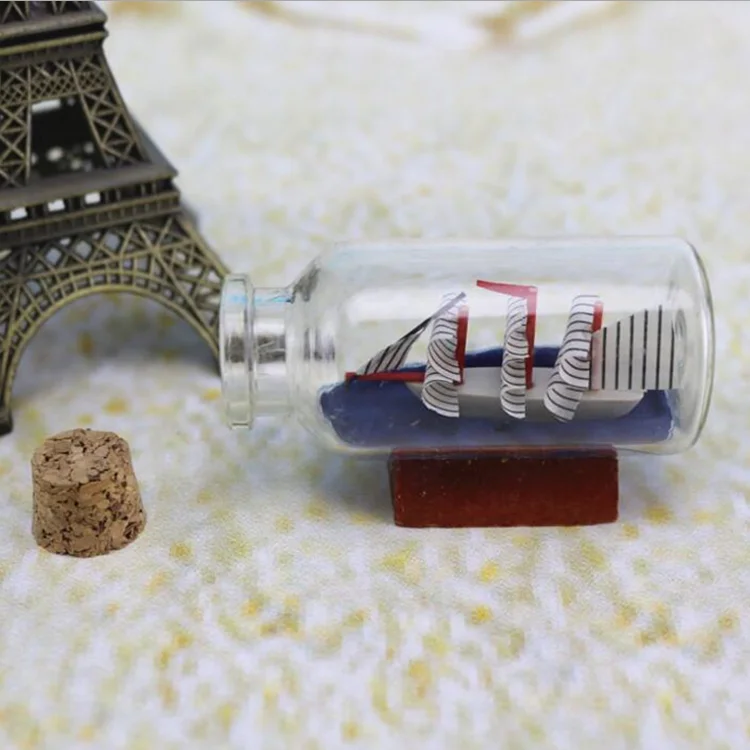 Creative Gifts For Customers Glass Pirate Ship Sailing Boat Wishing Bottle