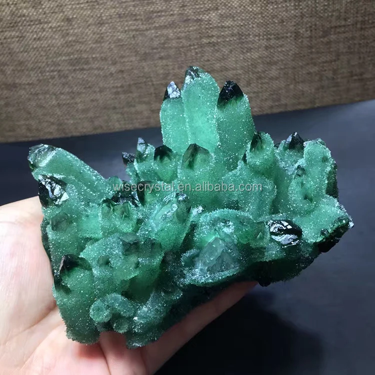 Natural Green Crystal Cluster Skeletal Quartz Point Wand Mineral Healing Crystal