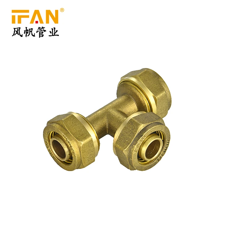High Quality Wholesale PEX Fittings 16mm 18mm 20mm Brass Tee for PEX Pipe