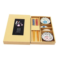 chopsticks and sauce plate bamboo sushi serving plate with gift box set