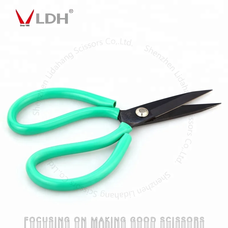 Leather Cutting 18.5cm Tungsten Steel Blue Handle Industrial Scissors LDH-A2