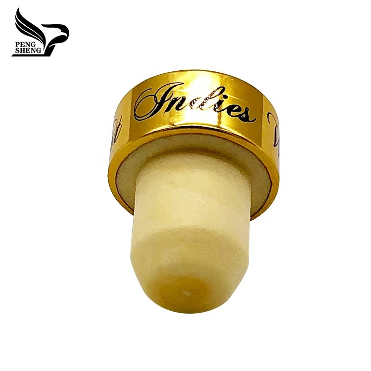 
Glass wine bottle used aluminum top logo print synthetic cork stopper 