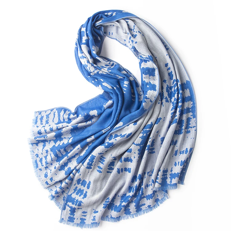 
Newest Custom Logo Autumn Winter Merino Kashmir Jacquard 100% Wool Shawl 