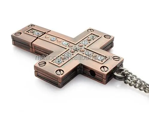 
16 g to 64 g creative metal cross U disk Christian gifts brick usb necklace usb flash drive PN6958 