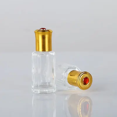 3ml 6ml 12ml aluminum lid attar glass Octagonal roller bottle