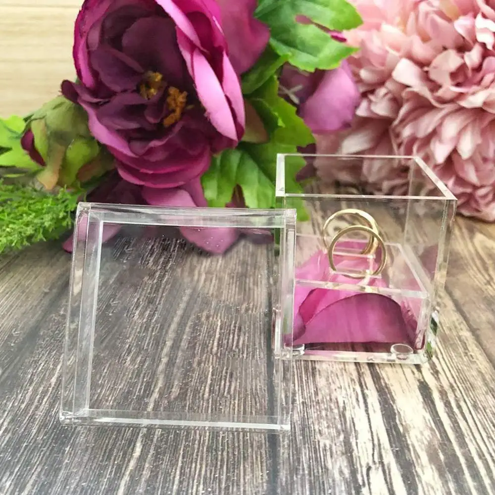Wedding Gifts Without Flowers Clear Acrylic Clear Ring Holder Crystal Jewelry acrylic Ring Box