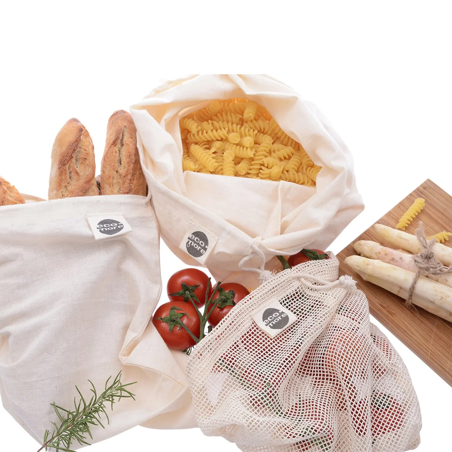 Logo Custom Tag Customize Reusable Produce Cotton Mesh Bag Set of 8/9/12 Pack Durable Pure Cotton Eco Friendly Mesh Muslin Bags