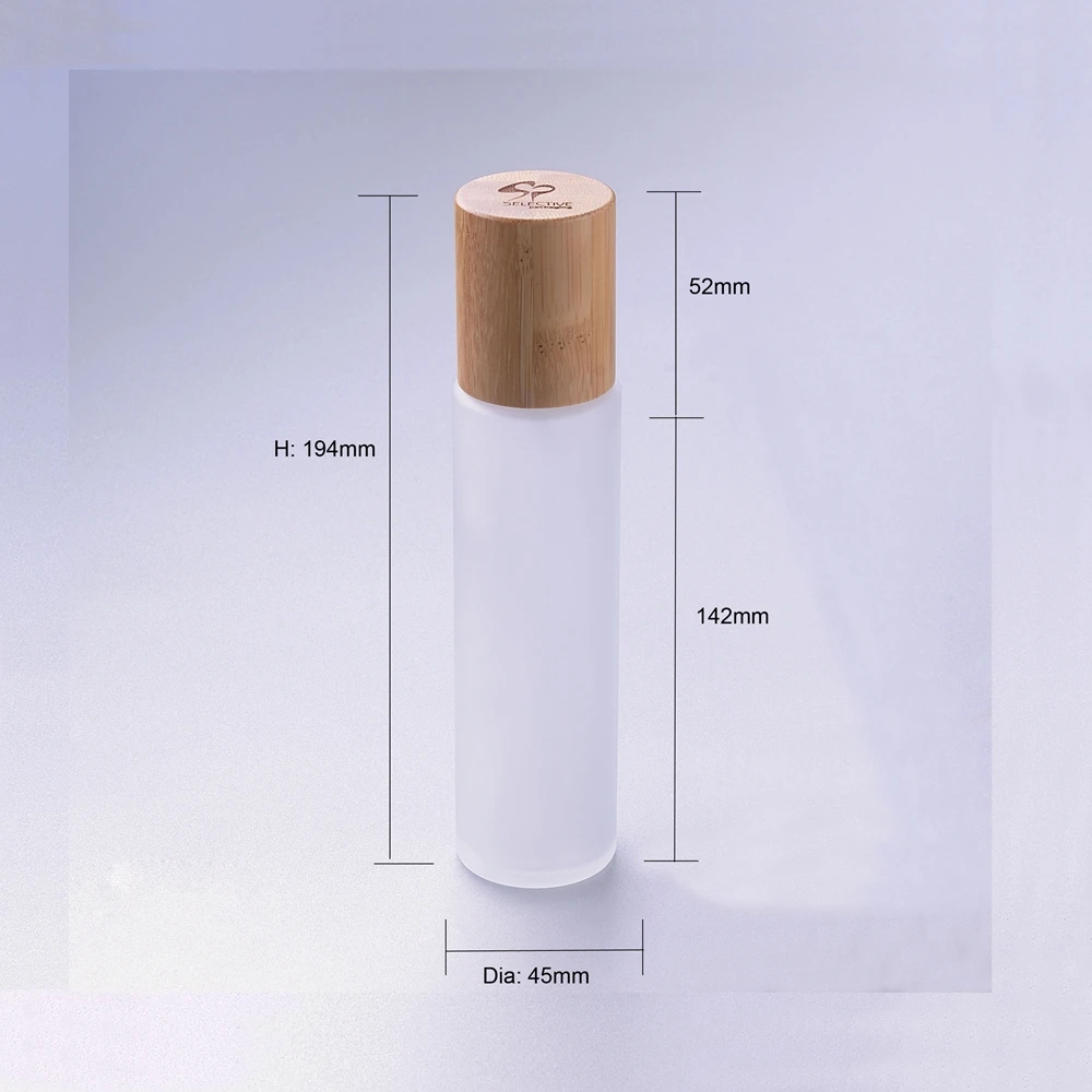 150ml diffuser cosmetic frosted 150ml glass serum bottle  with bamboo cap
