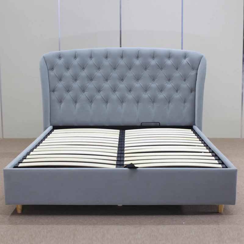 Upholstered Solid Wood Bed Frames King Storage Double Bed Frame
