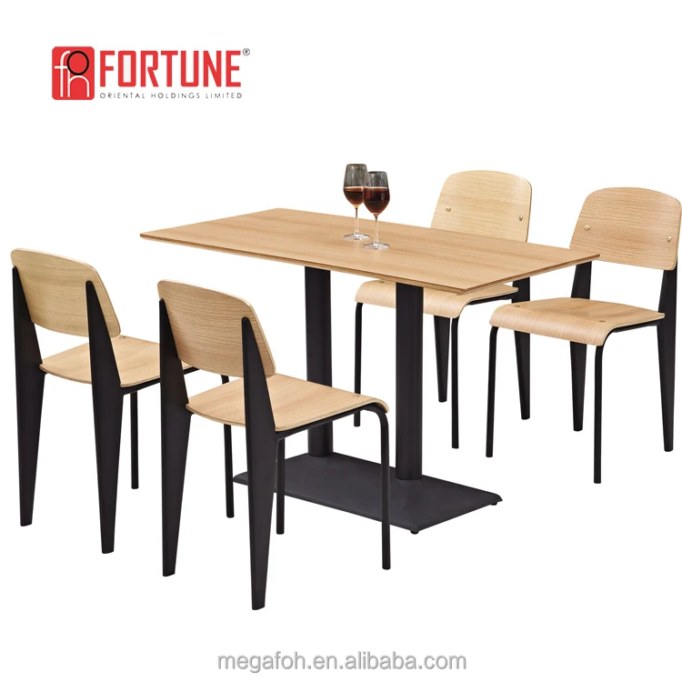 Hot Sale! America standard size wooden design furniture table and chairs for fast food restaurant