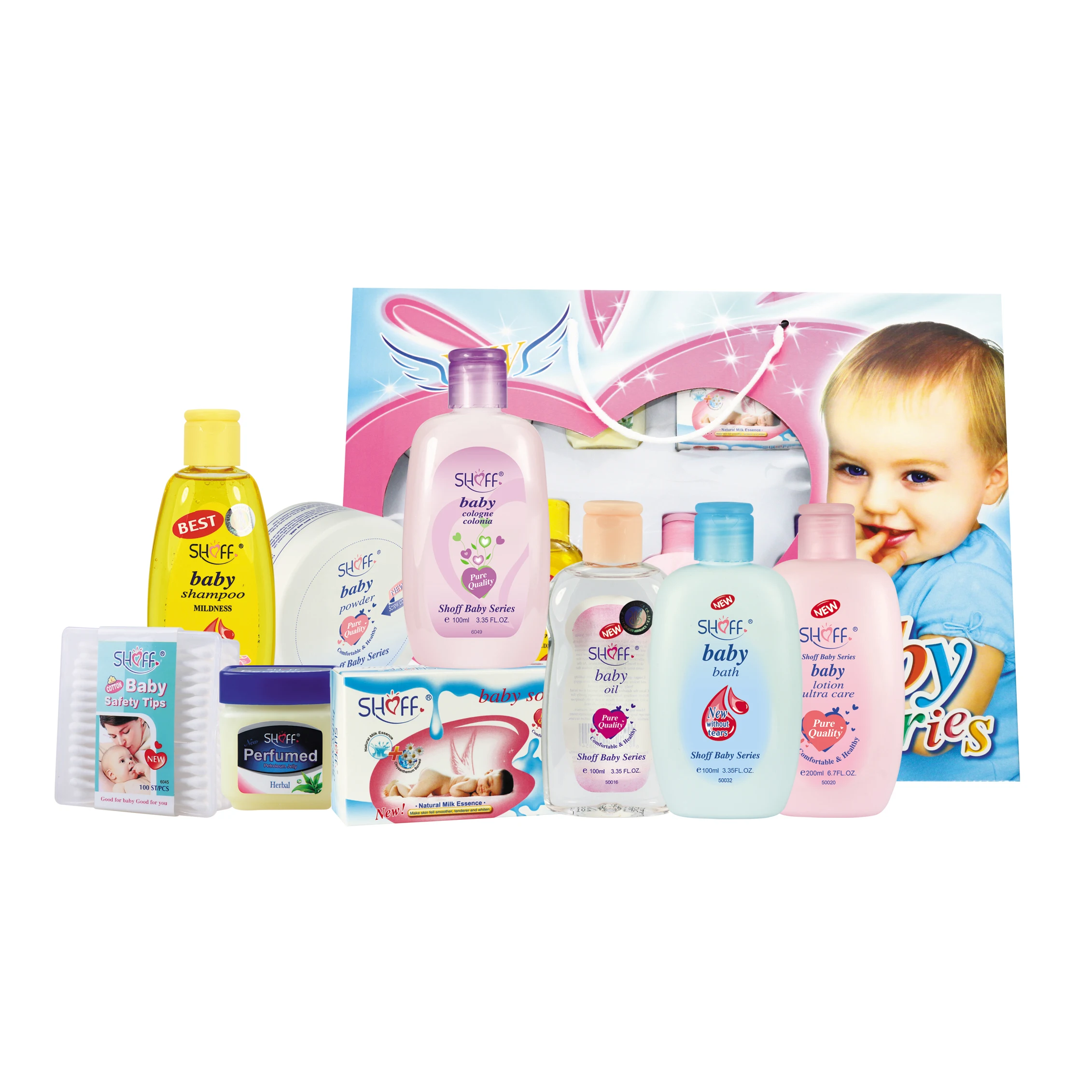 
High Quality 9 Piece Organic Nourishing Mild Smooth Baby Bath Gift Skin Care Set Products 