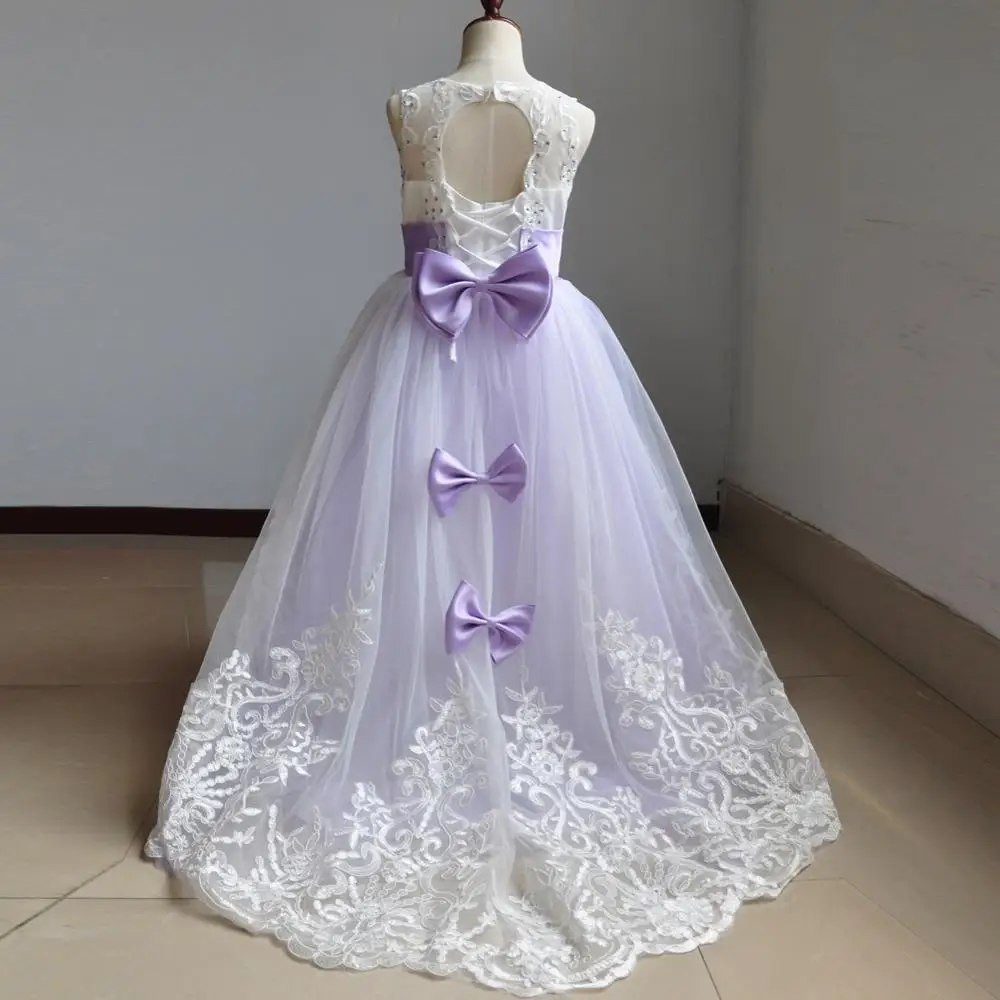 Hot Sale Cheap Romantic Lace Puffy Flower Girl Dresses Ball Gown Girl Party Communion Dress Pageant Gown