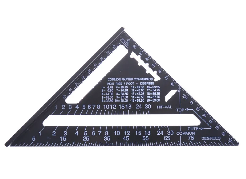 Triangular Measuring Ruler 7 Inch Metric Aluminum Alloy Speed Square Roofing Triangle