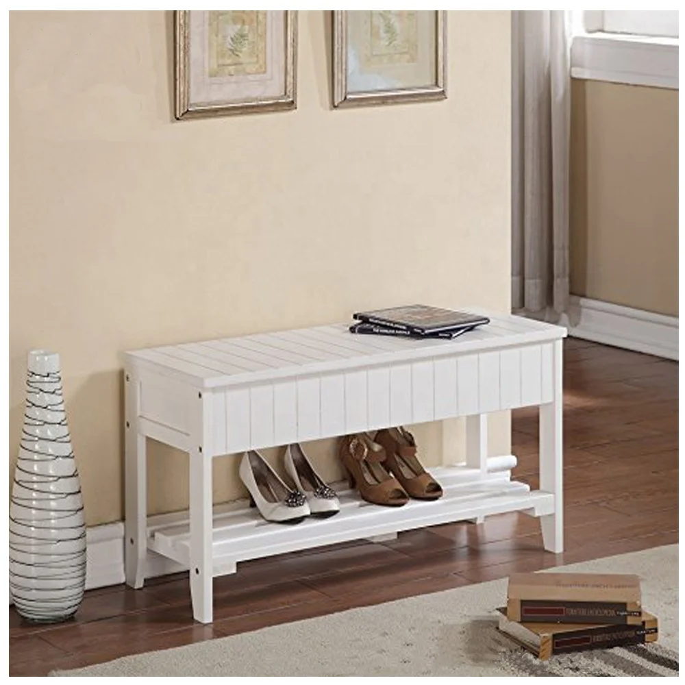 MDF shoe organizer pine wood white storage bench rack