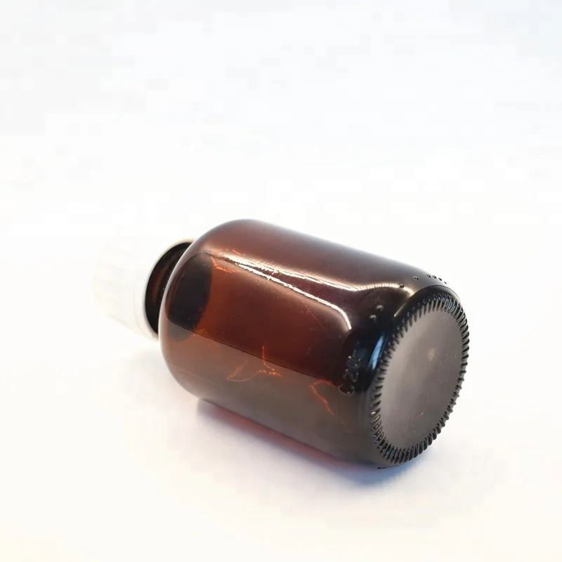 Luxury new 100ml amber medical glass bottle with 28/410 white tamper proof cap