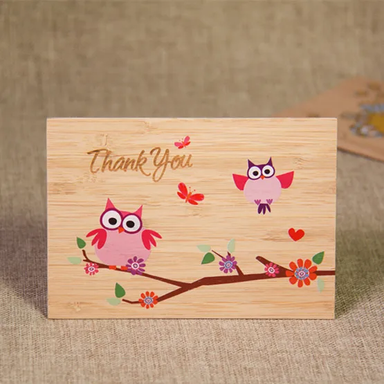 Wood color print postcard with envelope