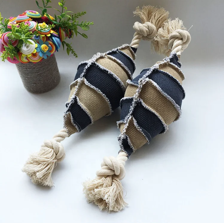 Pet talking toy linen cotton rope gnawing rugby dog toy