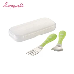 Ningbo Raffini OEM Customized Safe Dishware Baby Plastic 2pcs With Case Stainless Steel Spoon and Fork Sets Cutlery Box Set