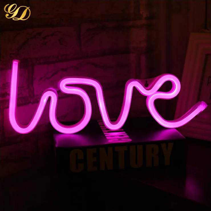 
Free Sample Christmas Neon Sign Battery&USB Operated Love Shape Neon Light 