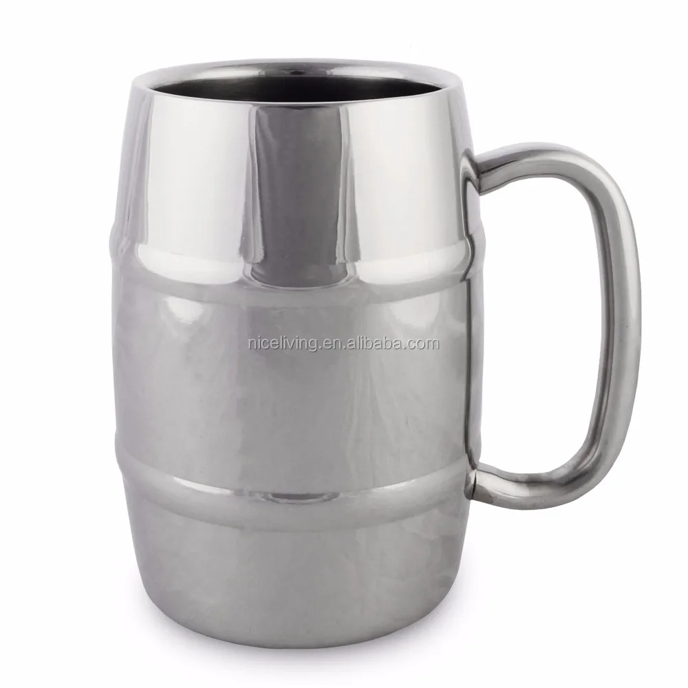 Excellent Stainless Steel Beer Barrel Mug 14oz / 400ml